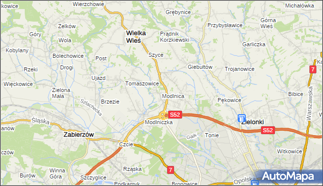 mapa Modlnica, Modlnica na mapie Targeo