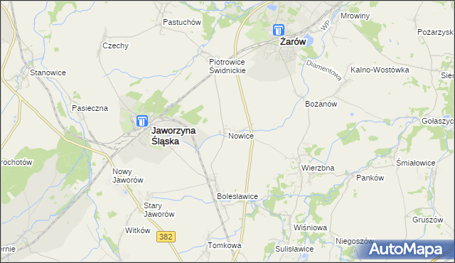 mapa Nowice gmina Jaworzyna Śląska, Nowice gmina Jaworzyna Śląska na mapie Targeo
