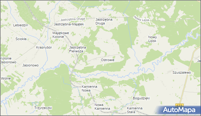 mapa Ostrowie gmina Sztabin, Ostrowie gmina Sztabin na mapie Targeo