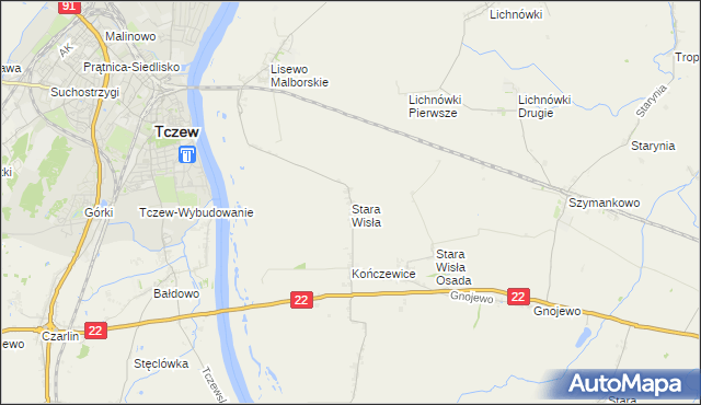 mapa Stara Wisła, Stara Wisła na mapie Targeo