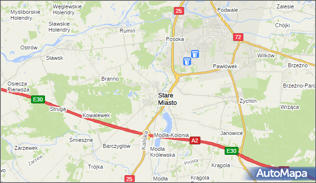 mapa Stare Miasto powiat koniński, Stare Miasto powiat koniński na mapie Targeo