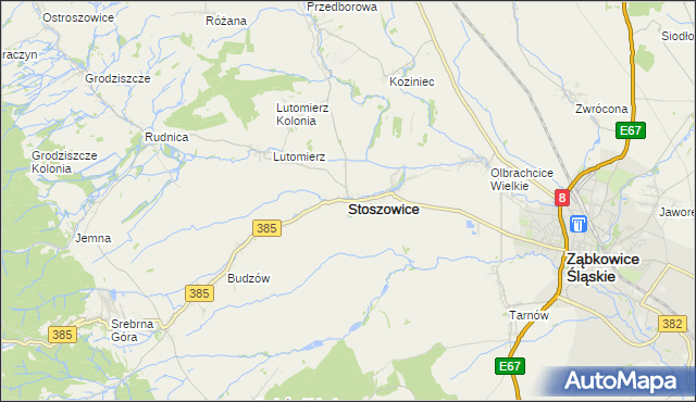 mapa Stoszowice, Stoszowice na mapie Targeo