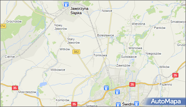 mapa Tomkowa, Tomkowa na mapie Targeo