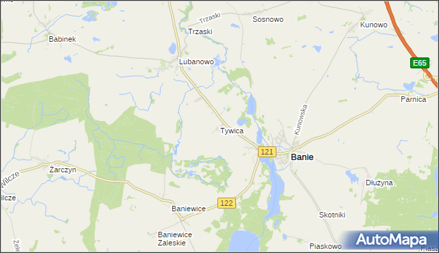 mapa Tywica, Tywica na mapie Targeo