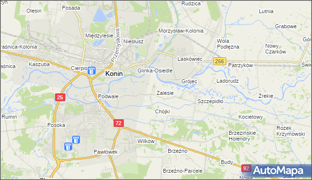mapa Zalesie gmina Krzymów, Zalesie gmina Krzymów na mapie Targeo