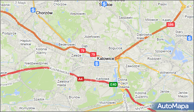 mapa Katowic, Katowice na mapie Targeo