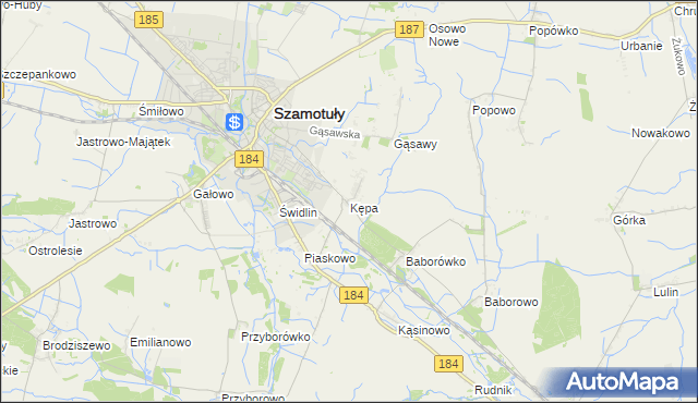 mapa Kępa gmina Szamotuły, Kępa gmina Szamotuły na mapie Targeo