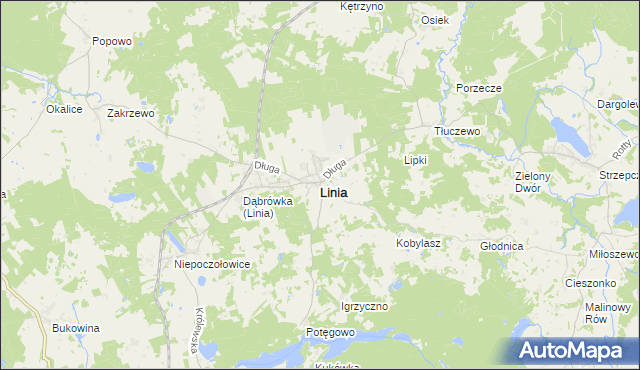 mapa Linia powiat wejherowski, Linia powiat wejherowski na mapie Targeo