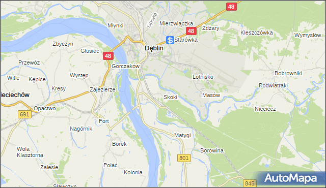 mapa Skoki gmina Puławy, Skoki gmina Puławy na mapie Targeo
