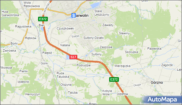 mapa Sulbiny, Sulbiny na mapie Targeo