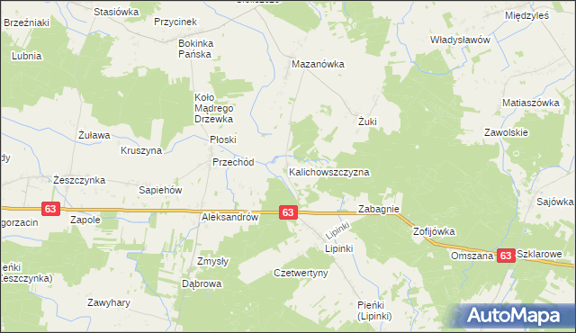 mapa Kalichowszczyzna, Kalichowszczyzna na mapie Targeo