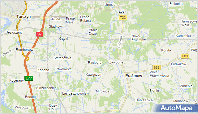 mapa Nowe Racibory gmina Tarczyn, Nowe Racibory gmina Tarczyn na mapie Targeo