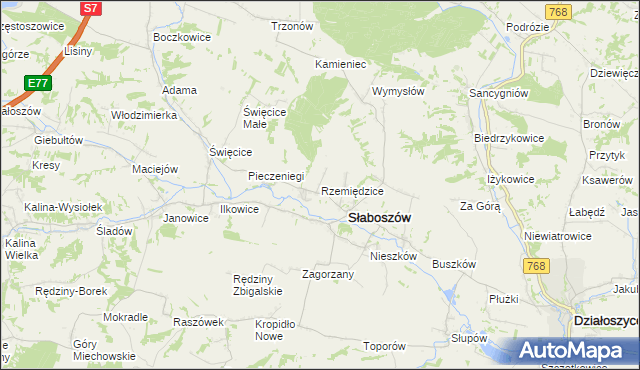 mapa Rzemiędzice, Rzemiędzice na mapie Targeo