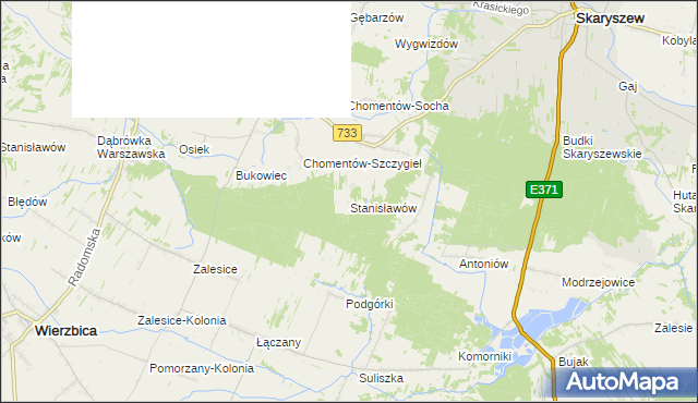 mapa Stanisławów gmina Skaryszew, Stanisławów gmina Skaryszew na mapie Targeo