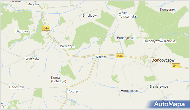 mapa Witków gmina Dołhobyczów, Witków gmina Dołhobyczów na mapie Targeo