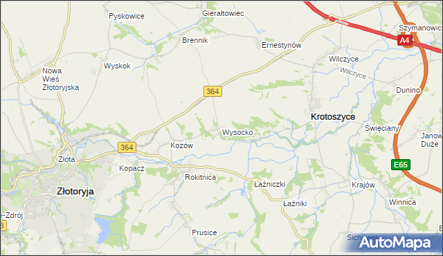 mapa Wysocko gmina Złotoryja, Wysocko gmina Złotoryja na mapie Targeo