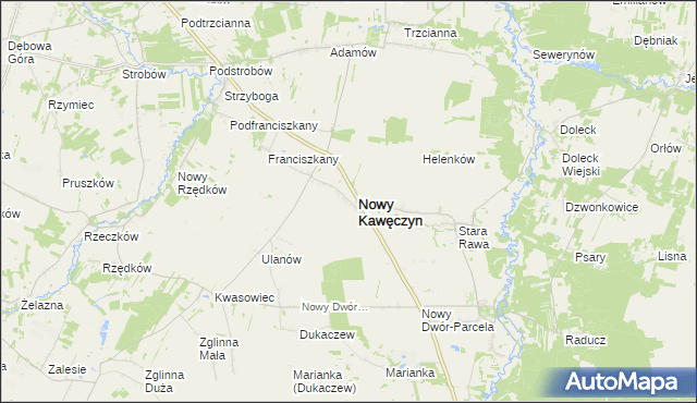 mapa Kaczorów gmina Nowy Kawęczyn, Kaczorów gmina Nowy Kawęczyn na mapie Targeo