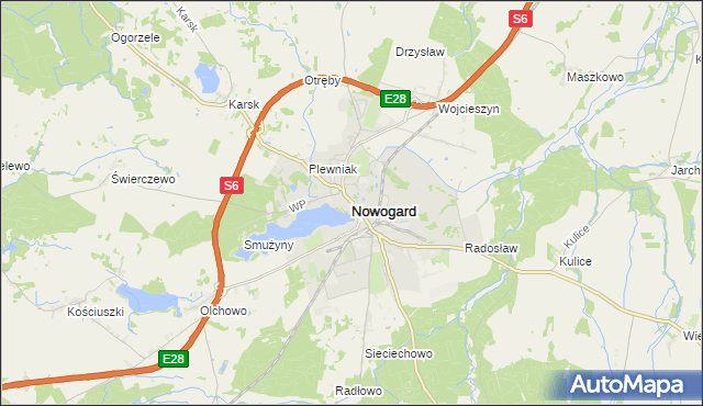 mapa Nowogard, Nowogard na mapie Targeo