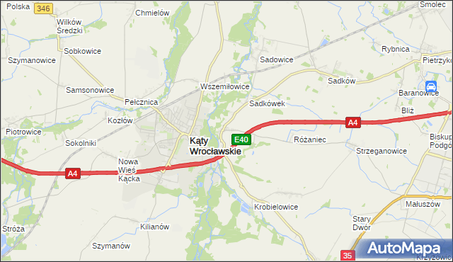 mapa Sośnica gmina Kąty Wrocławskie, Sośnica gmina Kąty Wrocławskie na mapie Targeo