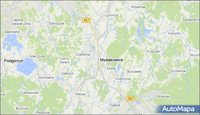 mapa Mysłakowice, Mysłakowice na mapie Targeo