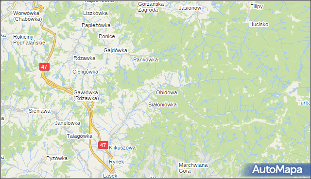 mapa Obidowa, Obidowa na mapie Targeo