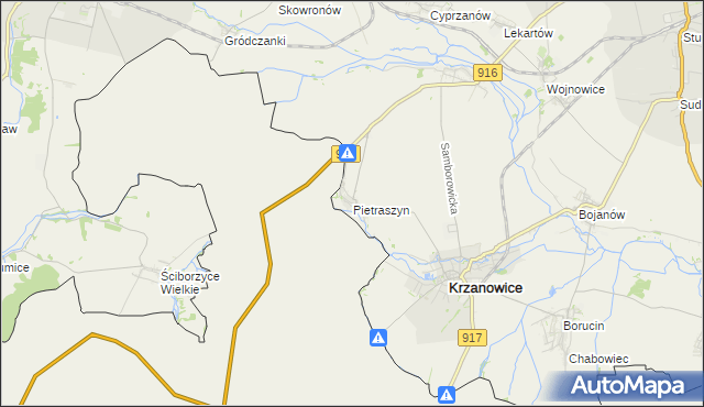 mapa Pietraszyn, Pietraszyn na mapie Targeo