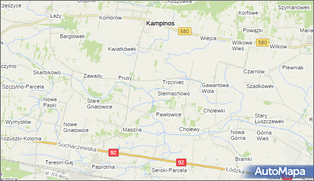 mapa Stelmachowo gmina Leszno, Stelmachowo gmina Leszno na mapie Targeo