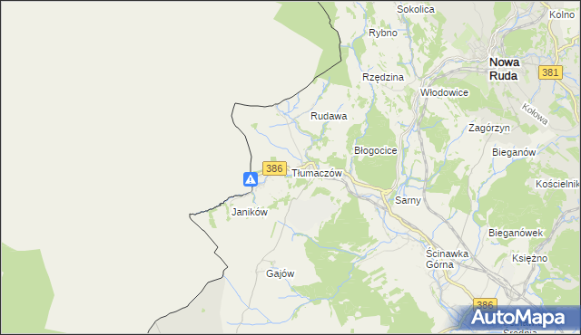 mapa Tłumaczów, Tłumaczów na mapie Targeo