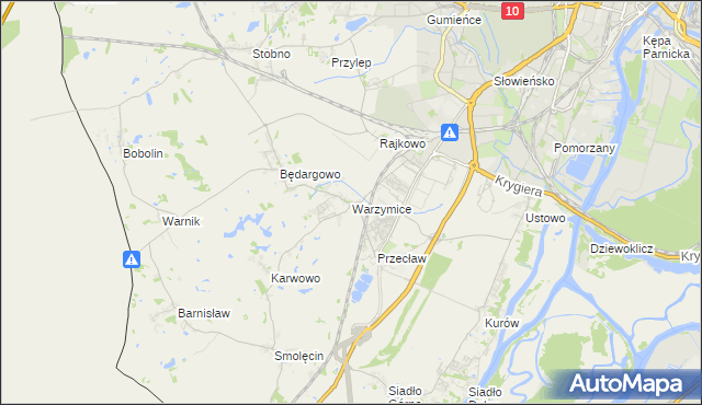 mapa Warzymice, Warzymice na mapie Targeo