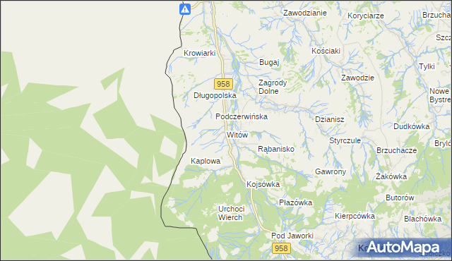 mapa Witów gmina Kościelisko, Witów gmina Kościelisko na mapie Targeo