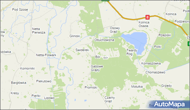 mapa Bór gmina Augustów, Bór gmina Augustów na mapie Targeo