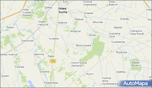 mapa Borzymówka, Borzymówka na mapie Targeo