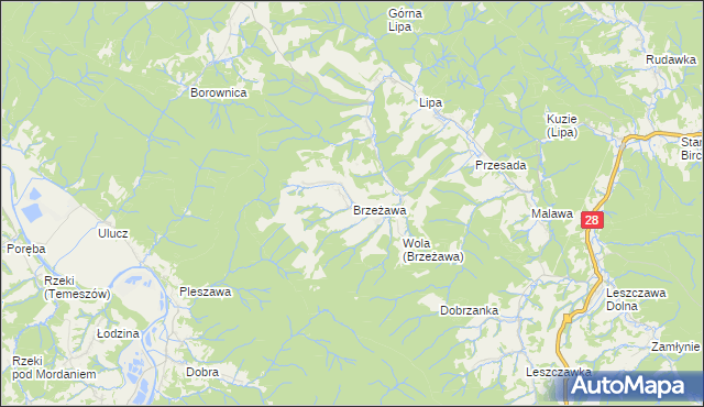 mapa Brzeżawa, Brzeżawa na mapie Targeo