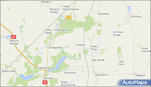 mapa Cołdanki, Cołdanki na mapie Targeo
