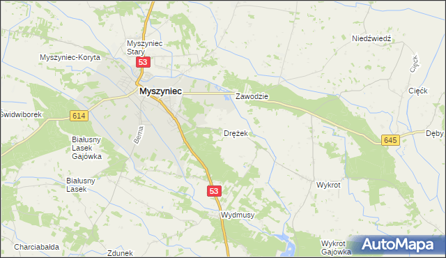 mapa Drężek, Drężek na mapie Targeo