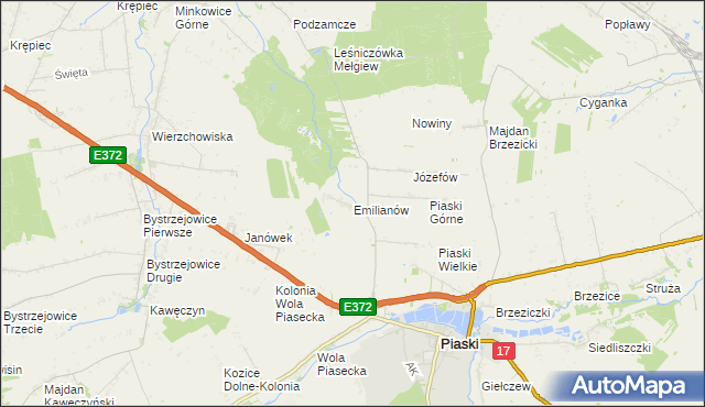 mapa Emilianów gmina Piaski, Emilianów gmina Piaski na mapie Targeo