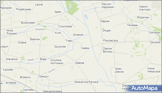 mapa Gajew gmina Żychlin, Gajew gmina Żychlin na mapie Targeo