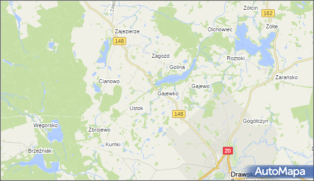 mapa Gajewko, Gajewko na mapie Targeo