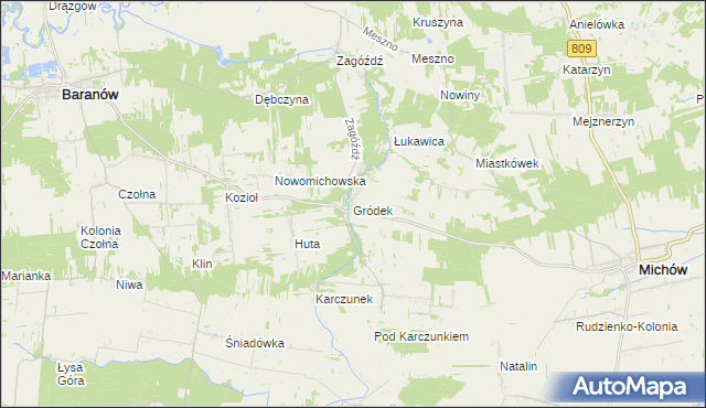 mapa Gródek gmina Baranów, Gródek gmina Baranów na mapie Targeo