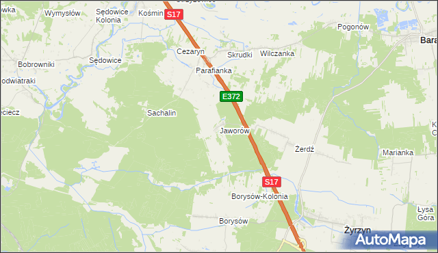 mapa Jaworów gmina Żyrzyn, Jaworów gmina Żyrzyn na mapie Targeo