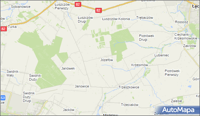 mapa Józefów gmina Mełgiew, Józefów gmina Mełgiew na mapie Targeo