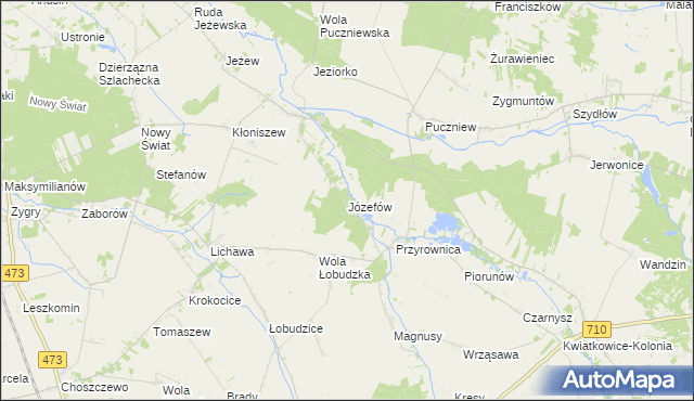 mapa Józefów gmina Zadzim, Józefów gmina Zadzim na mapie Targeo