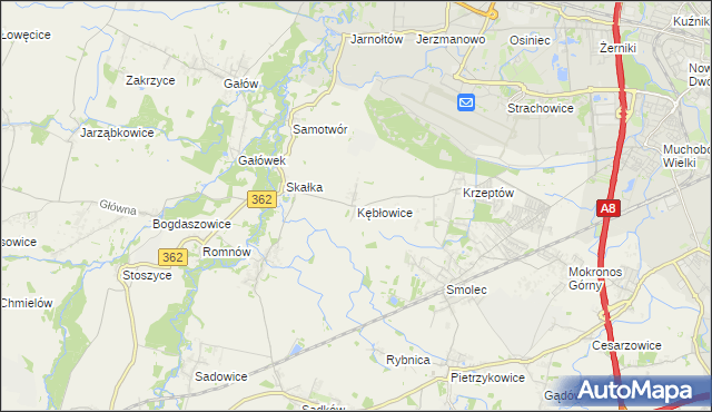 mapa Kębłowice gmina Kąty Wrocławskie, Kębłowice gmina Kąty Wrocławskie na mapie Targeo