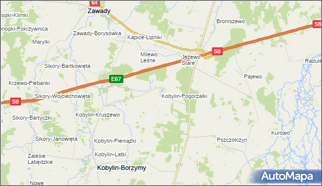 mapa Kobylin-Pogorzałki, Kobylin-Pogorzałki na mapie Targeo
