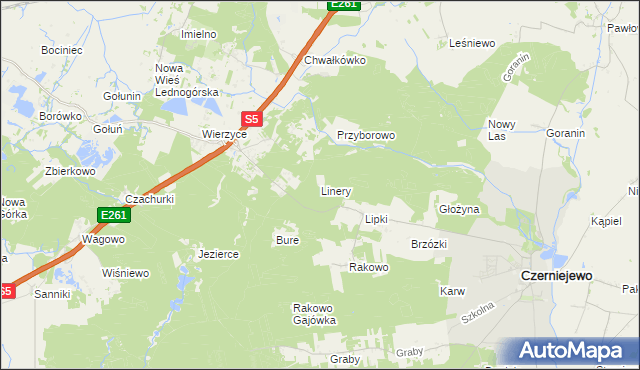 mapa Linery, Linery na mapie Targeo