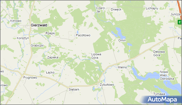 mapa Lipowa Góra gmina Grunwald, Lipowa Góra gmina Grunwald na mapie Targeo