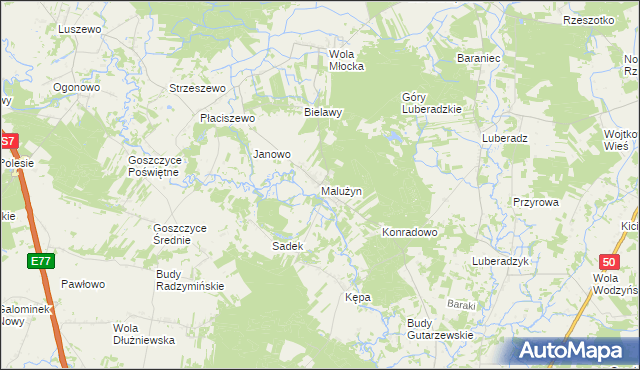 mapa Malużyn, Malużyn na mapie Targeo