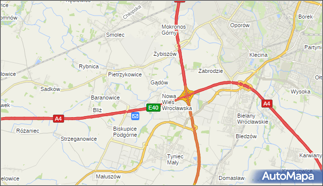mapa Nowa Wieś Wrocławska, Nowa Wieś Wrocławska na mapie Targeo
