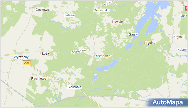 mapa Olszanowo, Olszanowo na mapie Targeo