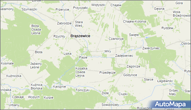 mapa Pluty gmina Brąszewice, Pluty gmina Brąszewice na mapie Targeo